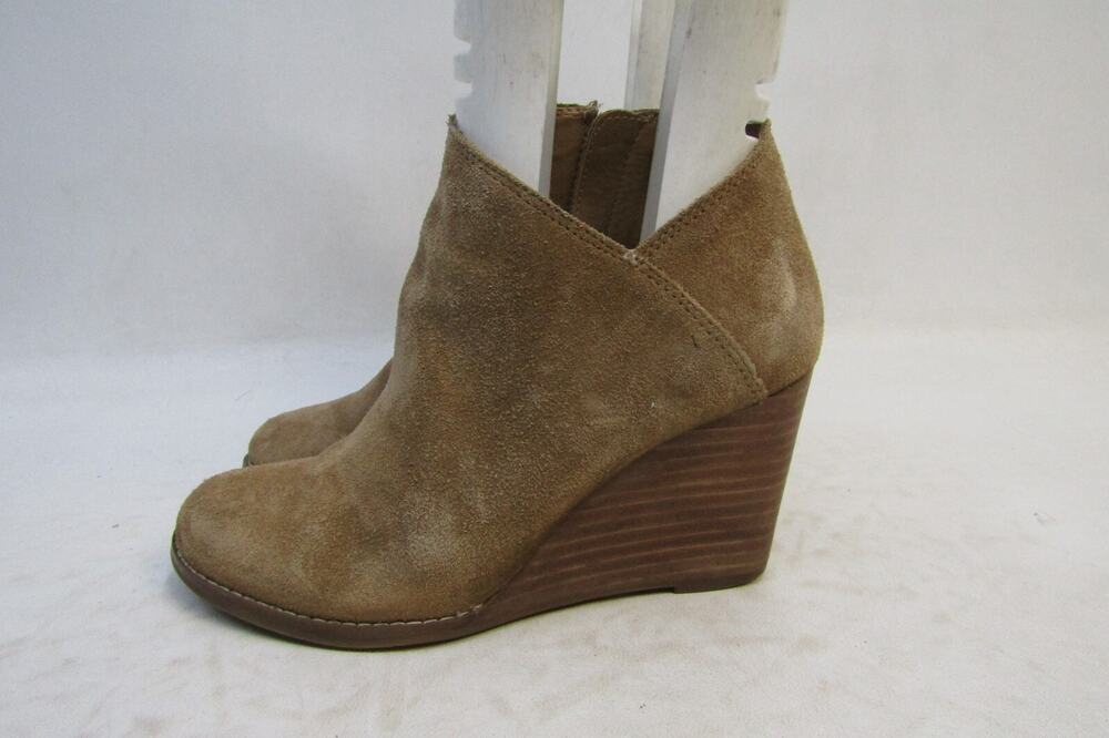 Lucky Brand Womens Size 6.5 M Brown Suede Zip Wedge Ankle Fashion Boots
